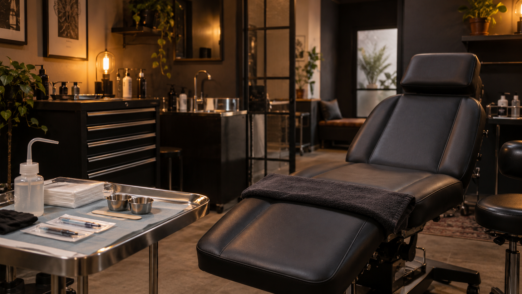 Ambiente interno di uno studio tattoo dimostrativo
